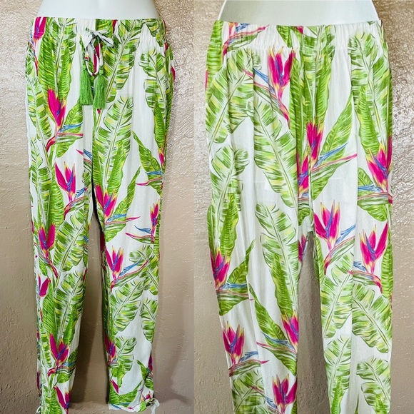 TiNiBiKiNi Swimwear HAREM Bird of Paradise Beach RESORT PANTS Size Large NWT - Picture 10 of 10